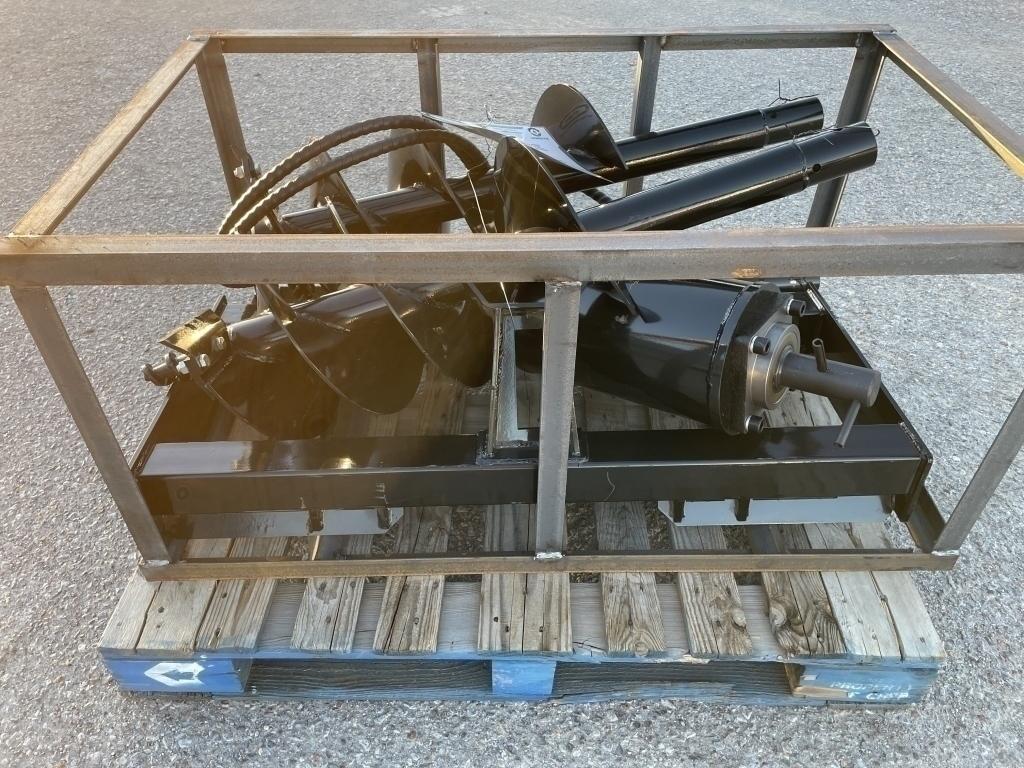 UNUSED Hydraulic Skid-Steer Black Auger w/ 3 Bits