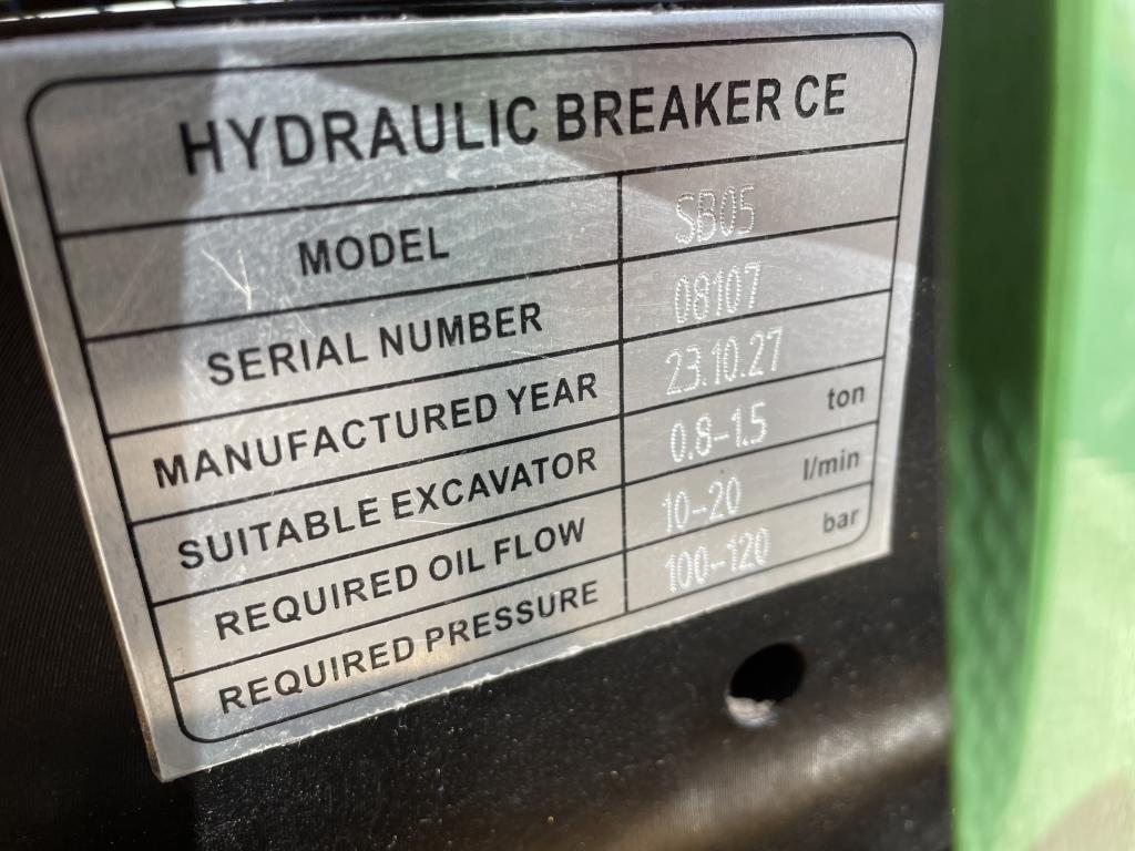 UNUSED Mini-Excavator Hydraulic Breaker w/ 2 Bits