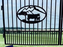 UNUSED 14FT Bi-Parting Iron Gate Pair w/Cattle