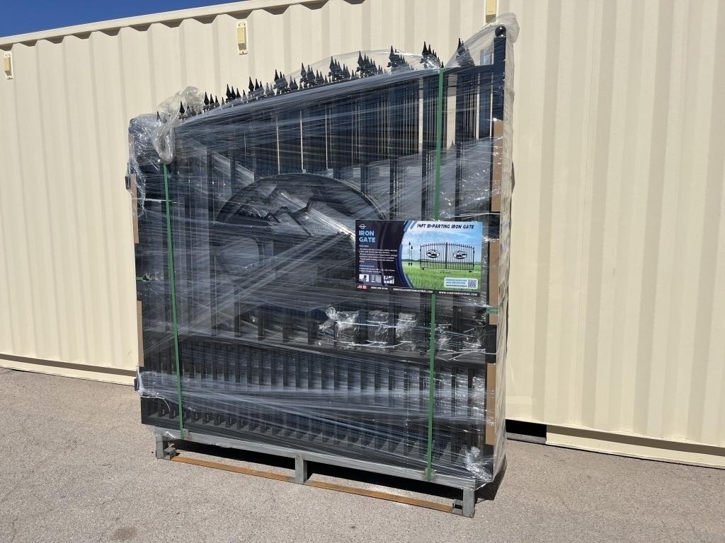 UNUSED 14FT Bi-Parting Iron Gate Pair w/Cattle