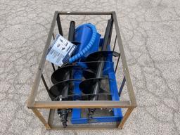 UNUSED Hydraulic Skid-Steer Blue Auger w/ 3 Bits