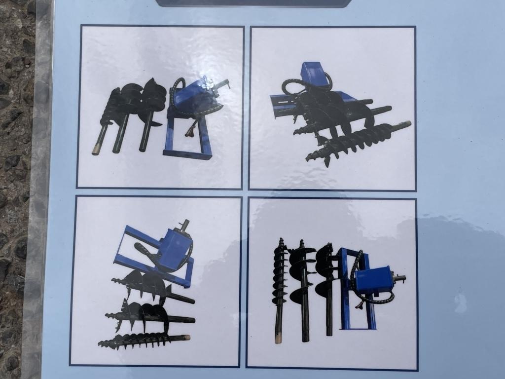 UNUSED Hydraulic Skid-Steer Blue Auger w/ 3 Bits