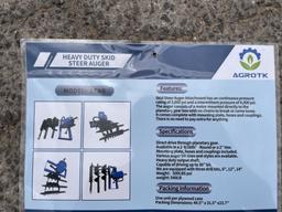 UNUSED Hydraulic Skid-Steer Blue Auger w/ 3 Bits