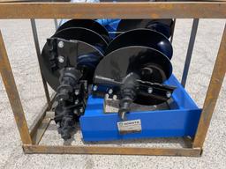 UNUSED Hydraulic Skid-Steer Blue Auger w/ 3 Bits
