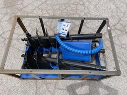 UNUSED Hydraulic Skid-Steer Blue Auger w/ 3 Bits