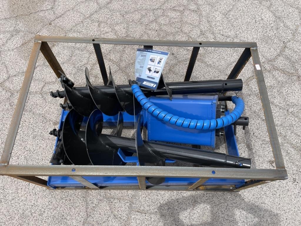 UNUSED Hydraulic Skid-Steer Blue Auger w/ 3 Bits