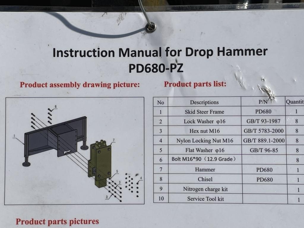 UNUSED AGT 680 Hydraulic Drop Post Hammer