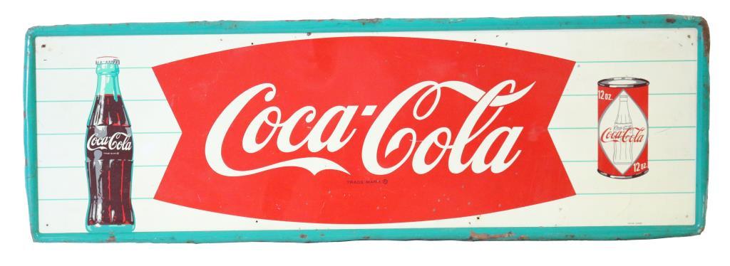 Rare Coca-Cola Bottle & Can Tin Sign