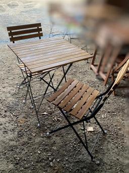 BLACK AND BROWN PATIO SET WITH 2 CHAIRS