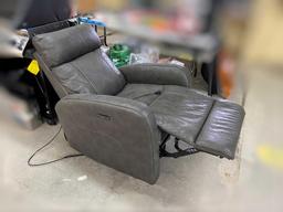 DAMAGED LEATHER SWIVEL ROCKER RECLINER