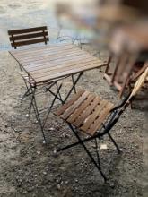 BLACK AND BROWN PATIO SET WITH 2 CHAIRS