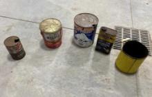 5 VINTAGE OIL CANS