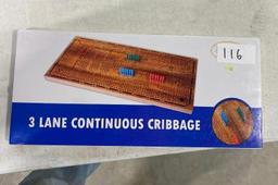 3 LANE CONTINUOUS CRIBBAGE BOARD