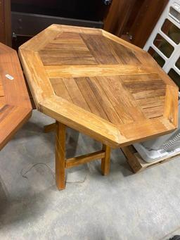 2 OCTAGON SHAPED WOODEN COFFEE TABLES