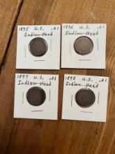 4 UNITED STATES INDIAN HEAD PENNIES