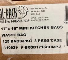 3 PACKAGES OF 17 IN X 16 IN KITCHEN WASTE BAGS