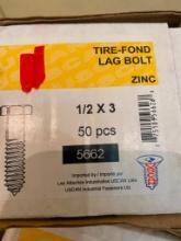 2 BOXES OF 50 PIECES 1/2 IN X 3 IN TIRE-FOND LAG BOLT