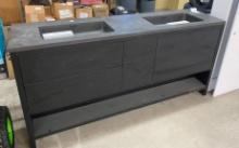 71 INCH VANITY --- TOP HAS A CRACK ON REAR CORNER