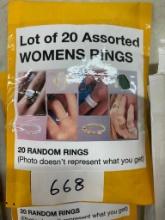 LOT OF 20 ASSORTED RINGS FOR WOMEN