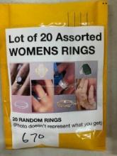 LOT OF 20 ASSORTED RINGS FOR WOMEN