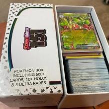 POKEMON BOX INCLUDING 500+ CARDS, 10+ HOLOS, AND 3 ULTRA RARES