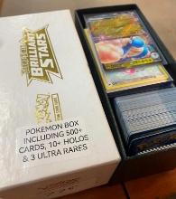 POKEMON BOX INCLUDING 500+ CARDS, 10+ HOLOS, AND 3 ULTRA RARES