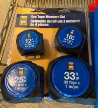 POWERFIST 4PC TAPE MEASURE SET