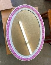 27IN OVAL MIRROR WITH FLOWER DESIGN