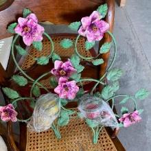 2 METAL FLOWER CANDLE HOLDERS