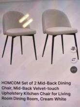2 MID-BACK DINING CHAIRS IN CREAM WHITE