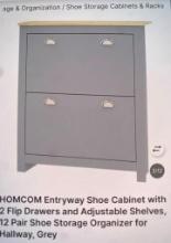 ENTRYWAY SHOE CABINET WITH 2 FLIP DRAWERS