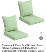 4PC SEAT CUSHION, BACK PILLOW REPLACEMENT, GREEN