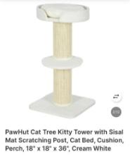 CAT TREE WITH SCRATCH TOWER AND CAT BED, 18 IN x 18 IN x 36 IN