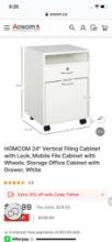24IN VERTICAL FILING CABINET -WHITE