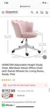 PINK MID BACK VELVET OFFICE CHAIR