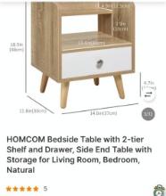 BEDSIDE TABLE WITH SHELF AND DRAWER