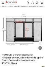 3 PANEL STEEL MESH FIREPLACE SCREEN