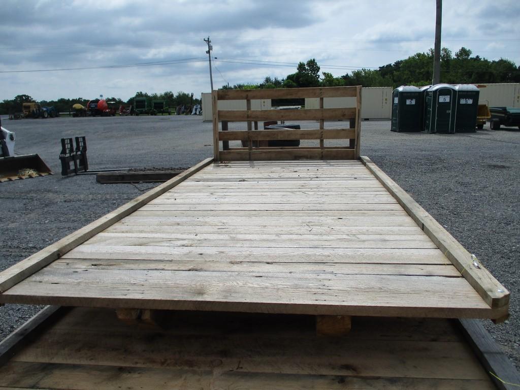 16' OAK WAGON FLAT W BACK BOARD