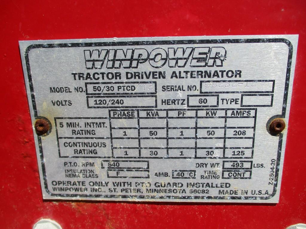 WINPOWER 50/30 PTCD 12 PTO GENERATOR