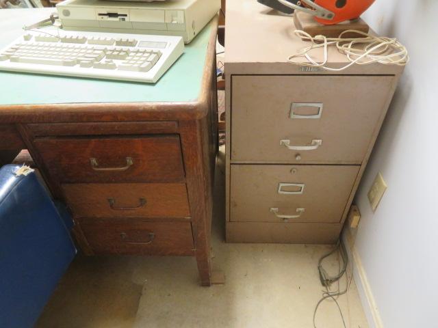 Desk, Chair, Computer & Filing Cabinet