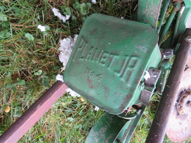 Planet Jr. planter, disc wheels, lawn sweeper