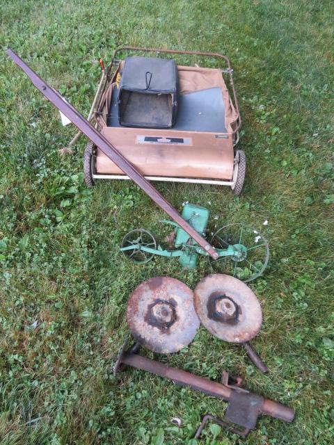 Planet Jr. planter, disc wheels, lawn sweeper