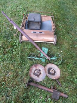 Planet Jr. planter, disc wheels, lawn sweeper