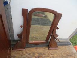 Walnut victorian dresser w/mirror, Maple bed frame