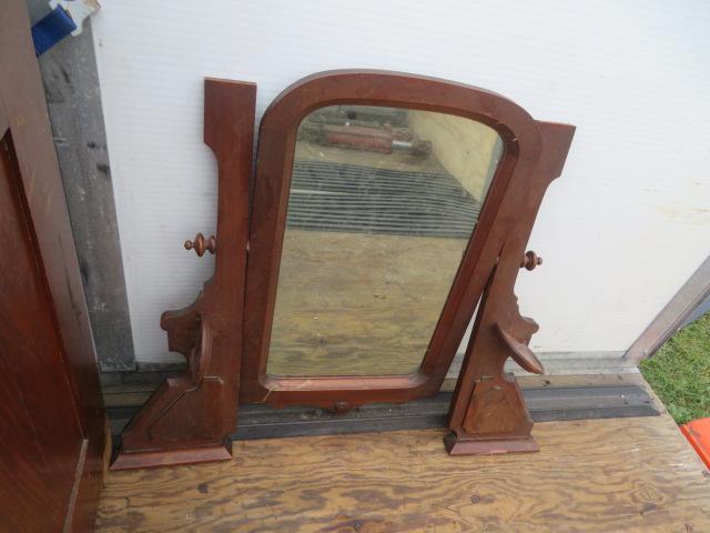 Walnut victorian dresser w/mirror, Maple bed frame