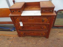 Walnut victorian dresser w/mirror, Maple bed frame