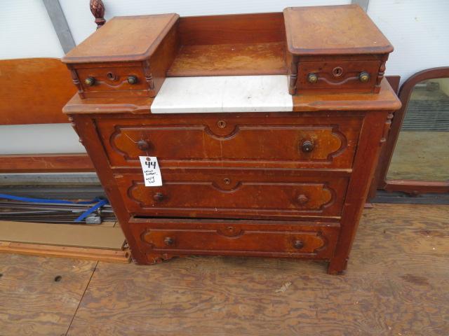 Walnut victorian dresser w/mirror, Maple bed frame