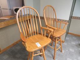 (2) Oak swivel barstools