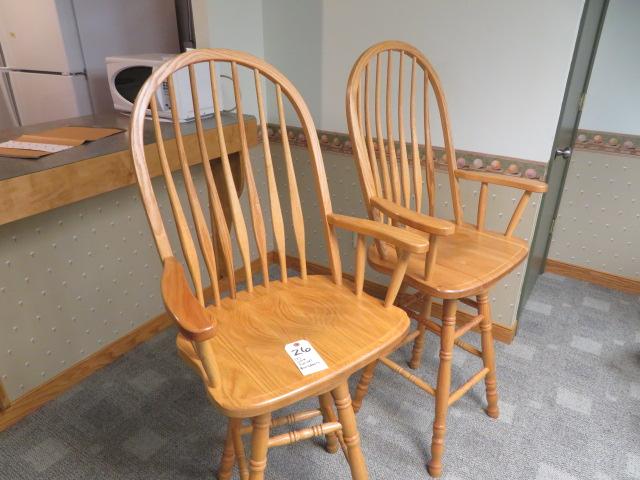 (2) Oak swivel barstools