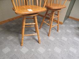 (2) Oak swivel barstools